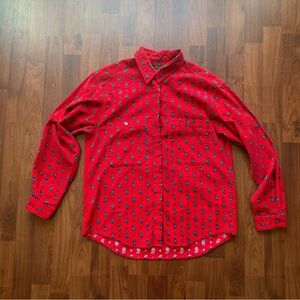Vintage Eddie Bauer Paisley Corduroy Button Up Blouse. Size 14